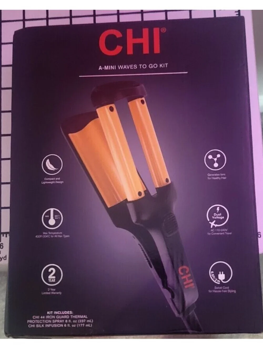 FAROUK CHI 3 PC A-MINI WAVES TO GO KIT IRON GUARD THERMAL SPRAY SILK INFUSION